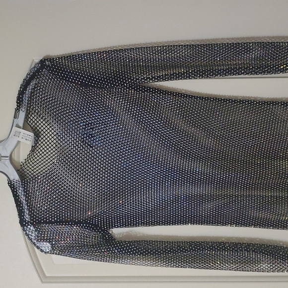 Long-sleeved mesh black covet up with rhinestones. - Picture 4 of 4